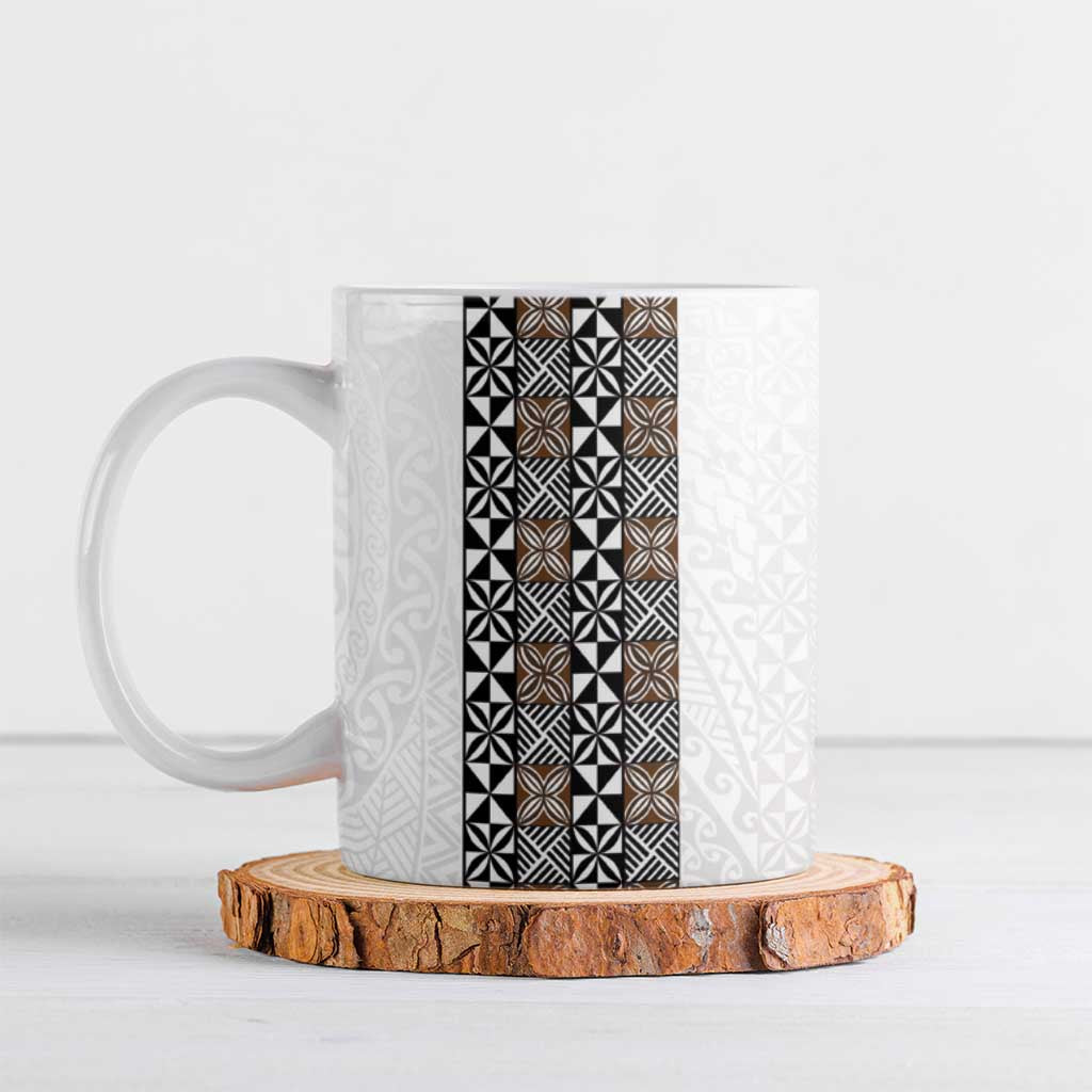 Light Gray Tongan Polynesian Tribal Ceramic Mug LT9 White - Polynesian Pride