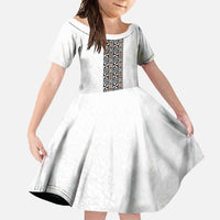 Light Gray Tongan Polynesian Tribal Family Matching Off Shoulder Maxi Dress and Hawaiian Shirt - Polynesian Pride