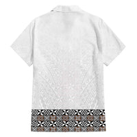 Light Gray Tongan Polynesian Tribal Family Matching Off Shoulder Short Dress and Hawaiian Shirt - Polynesian Pride