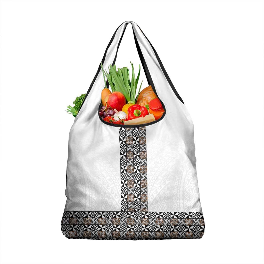 Light Gray Tongan Polynesian Tribal Grocery Bag LT9 1-pack One Size White - Polynesian Pride