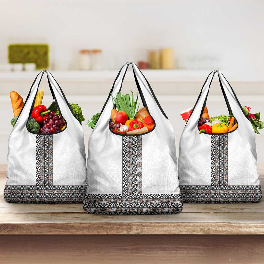 Light Gray Tongan Polynesian Tribal Grocery Bag LT9 3-pack One Size White - Polynesian Pride