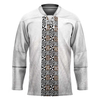 Light Gray Tongan Polynesian Tribal Hockey Jersey LT9 Unisex White - Polynesian Pride