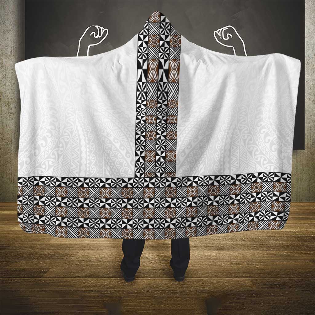 Light Gray Tongan Polynesian Tribal Hooded Blanket - Polynesian Pride