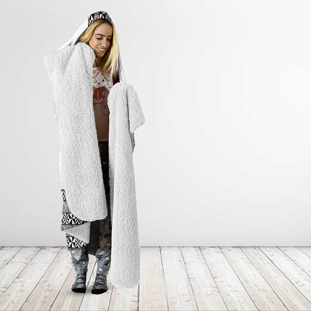 Light Gray Tongan Polynesian Tribal Hooded Blanket - Polynesian Pride