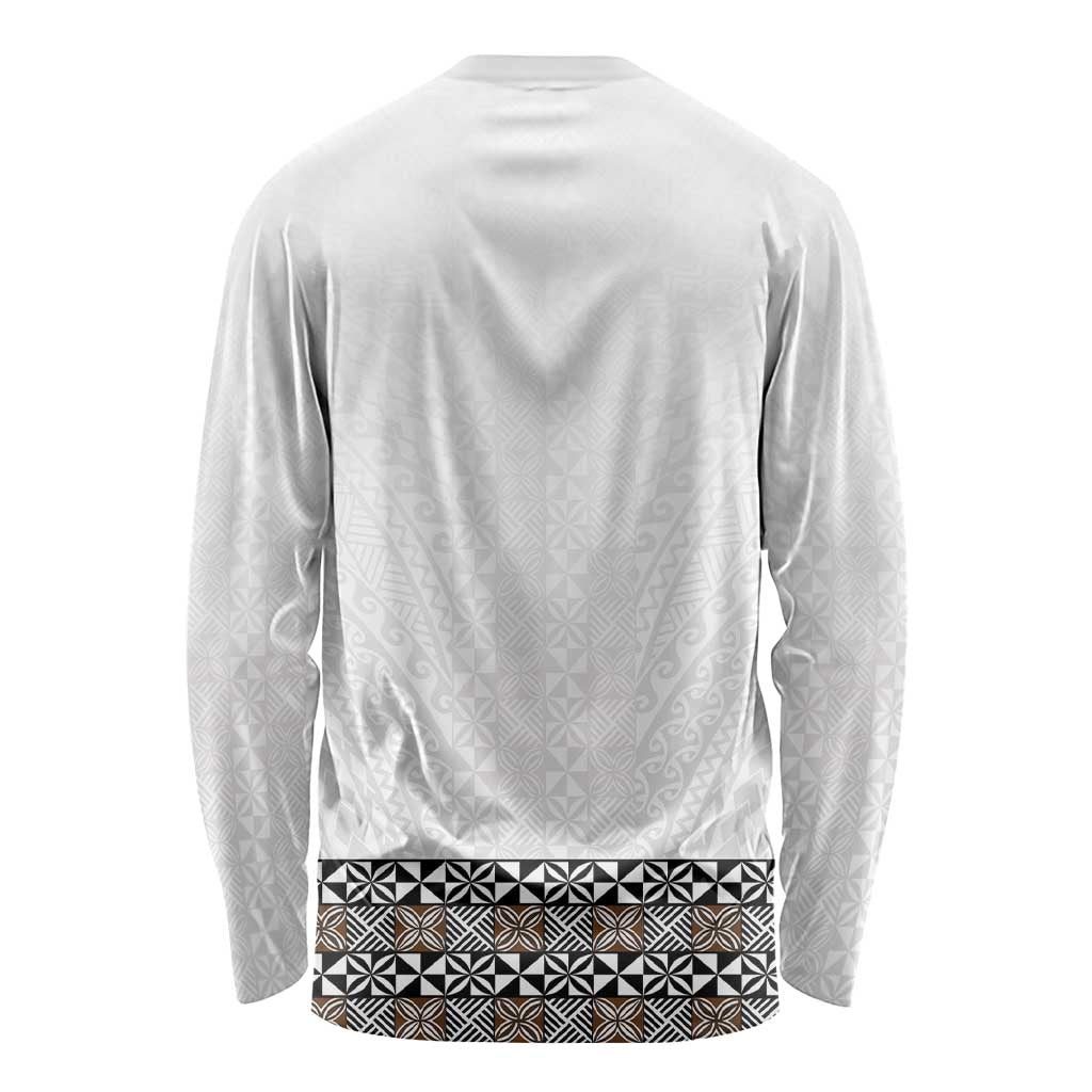 Light Gray Tongan Polynesian Tribal Long Sleeve Shirt LT9 - Polynesian Pride