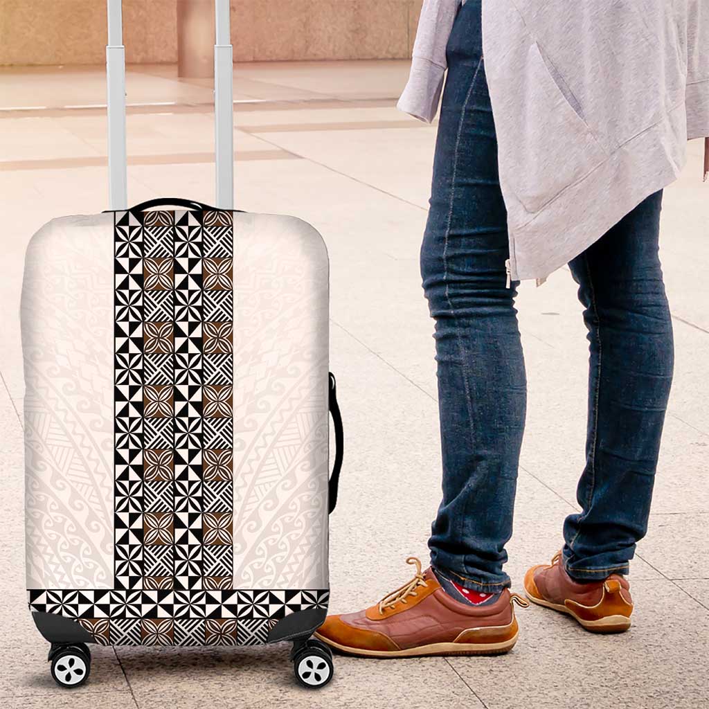 Light Gray Tongan Polynesian Tribal Luggage Cover LT9 White - Polynesian Pride