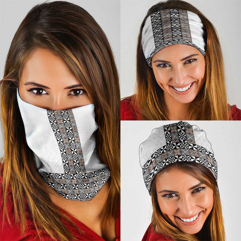 Light Gray Tongan Polynesian Tribal Neck Gaiter - Polynesian Pride