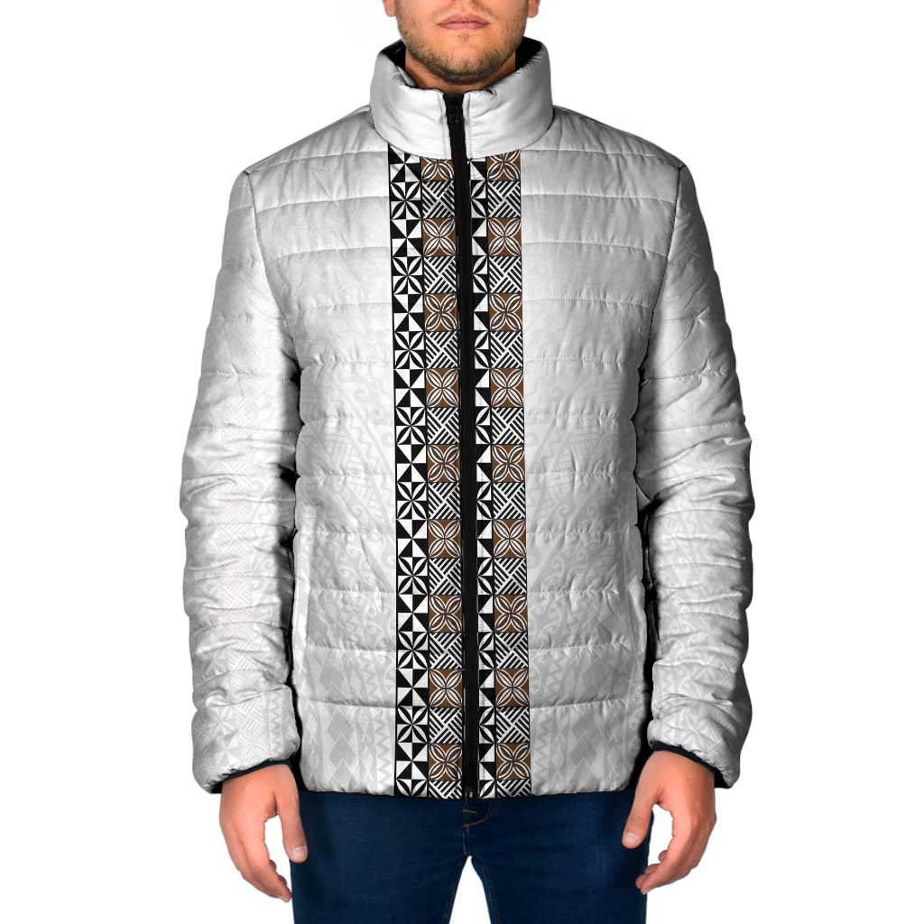 Light Gray Tongan Polynesian Tribal Padded Jacket LT9 Men White - Polynesian Pride
