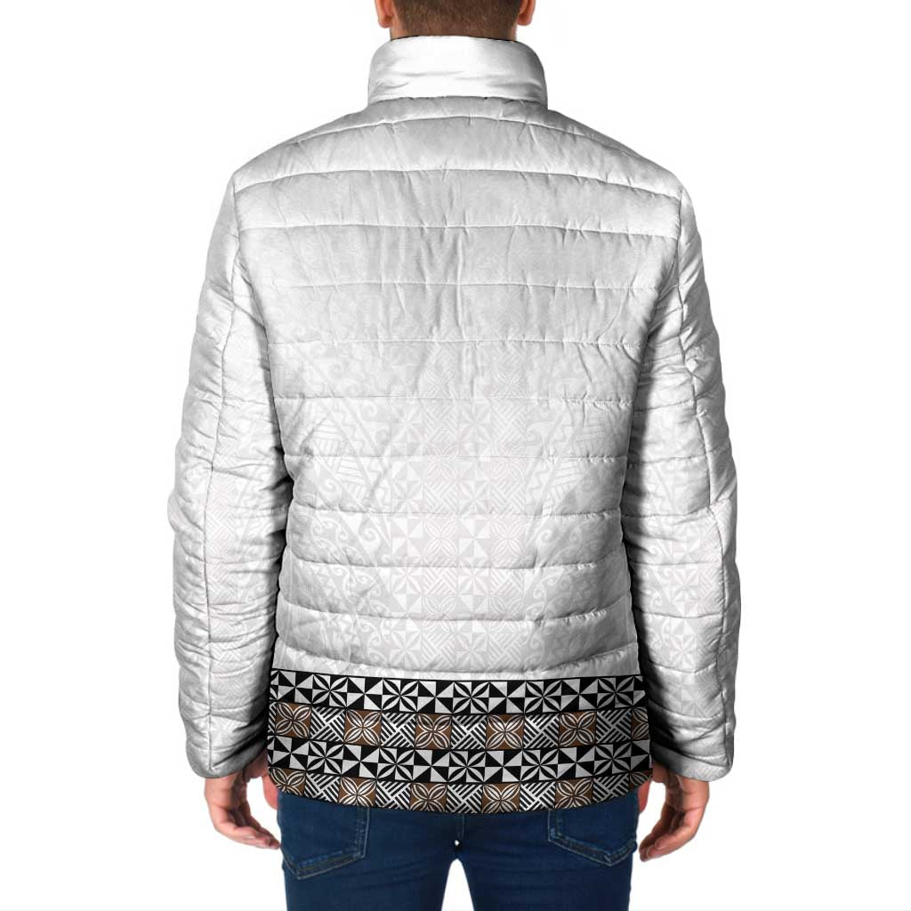Light Gray Tongan Polynesian Tribal Padded Jacket LT9 - Polynesian Pride