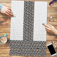 Light Gray Tongan Polynesian Tribal Puzzle LT9 White - Polynesian Pride