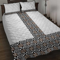 Light Gray Tongan Polynesian Tribal Quilt Bed Set LT9 White - Polynesian Pride