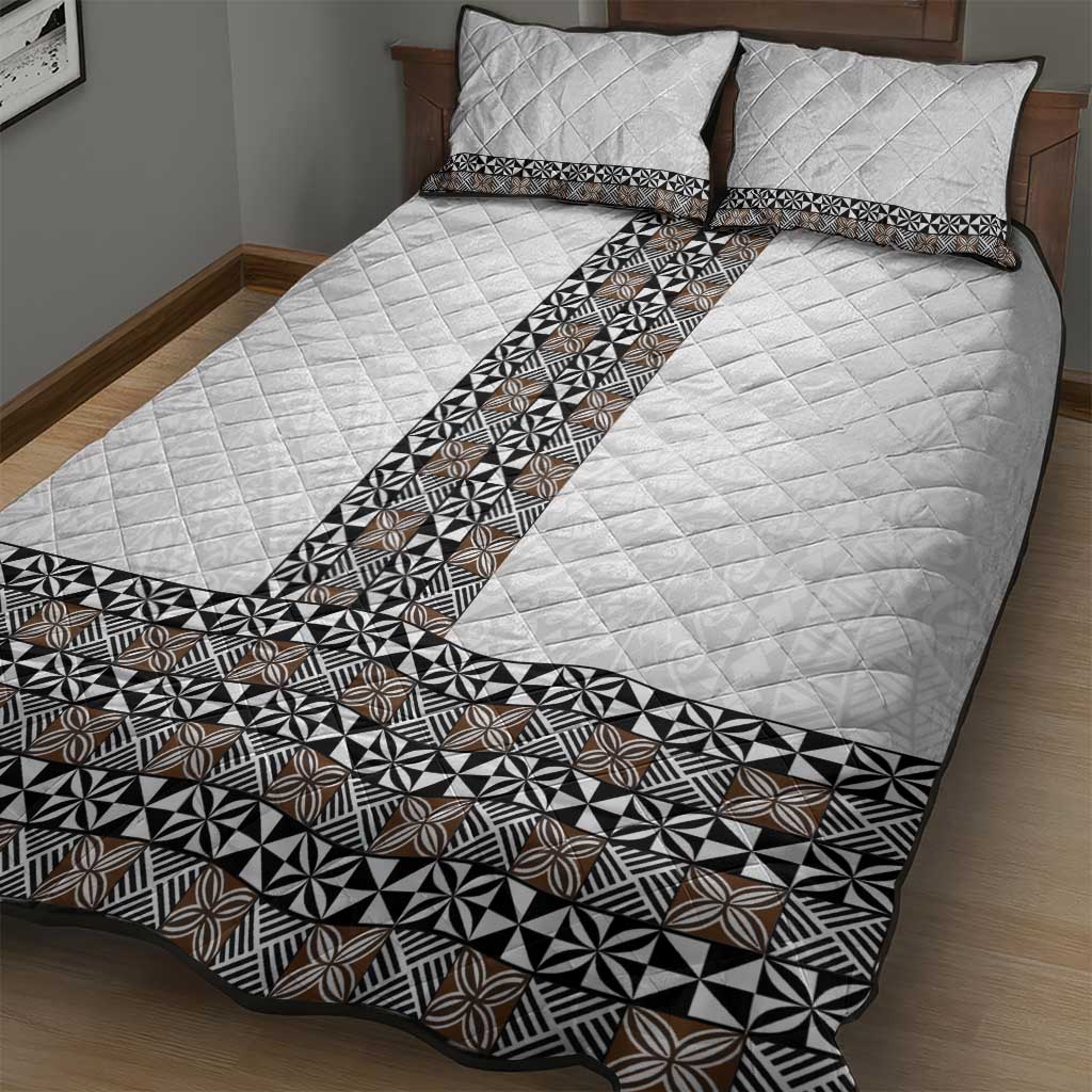 Light Gray Tongan Polynesian Tribal Quilt Bed Set LT9 - Polynesian Pride