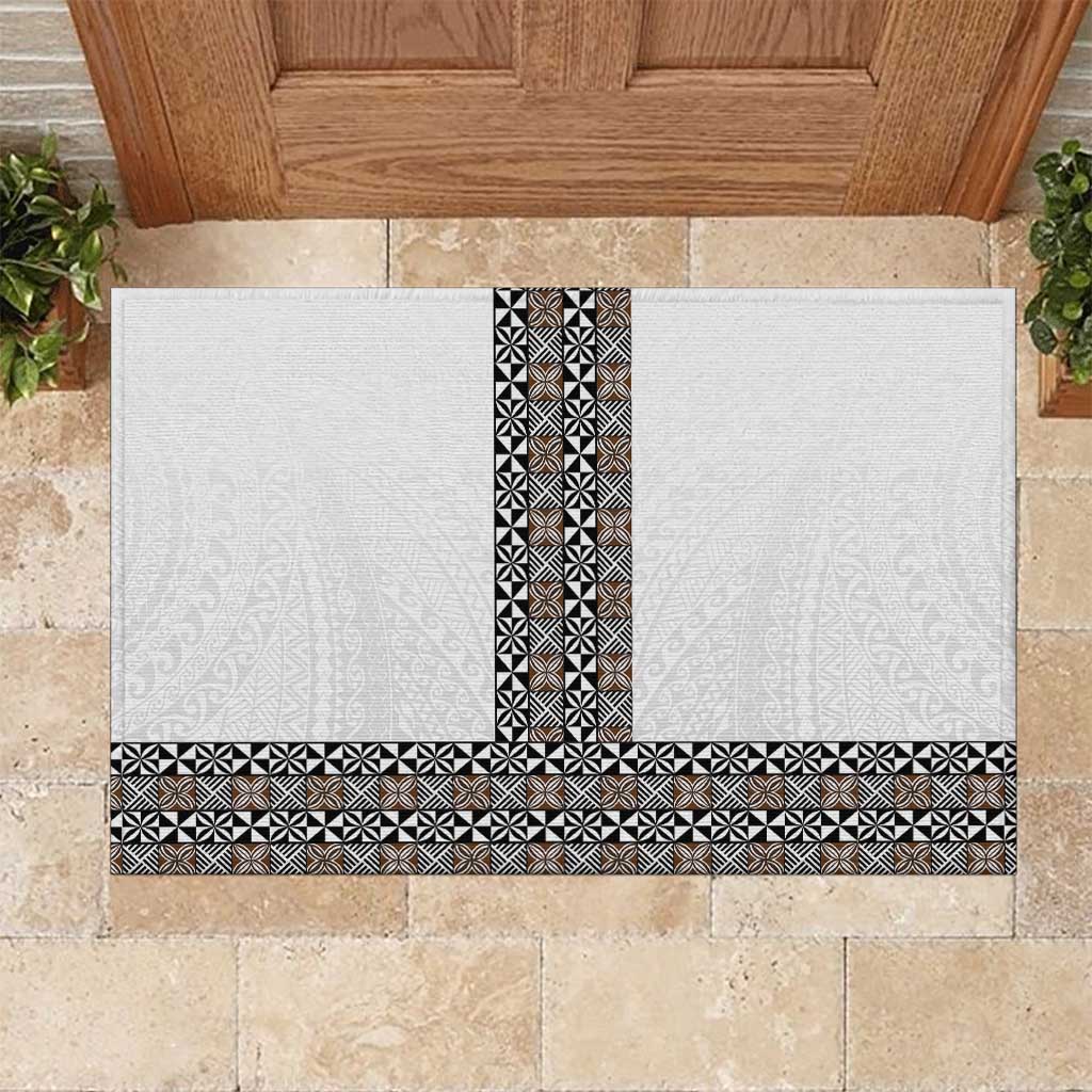 Light Gray Tongan Polynesian Tribal Rubber Doormat LT9 White - Polynesian Pride