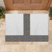 Light Gray Tongan Polynesian Tribal Rubber Doormat LT9 White - Polynesian Pride