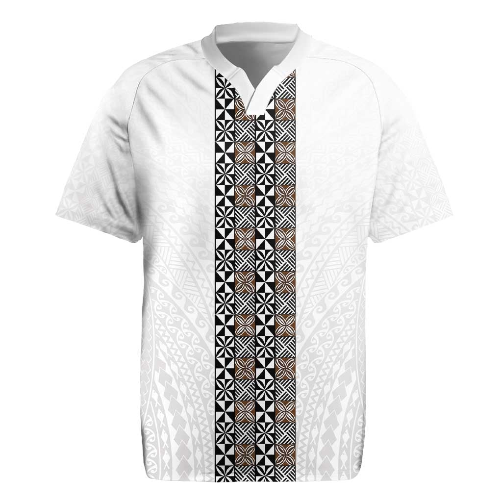 Light Gray Tongan Polynesian Tribal Rugby Jersey LT9 White - Polynesian Pride