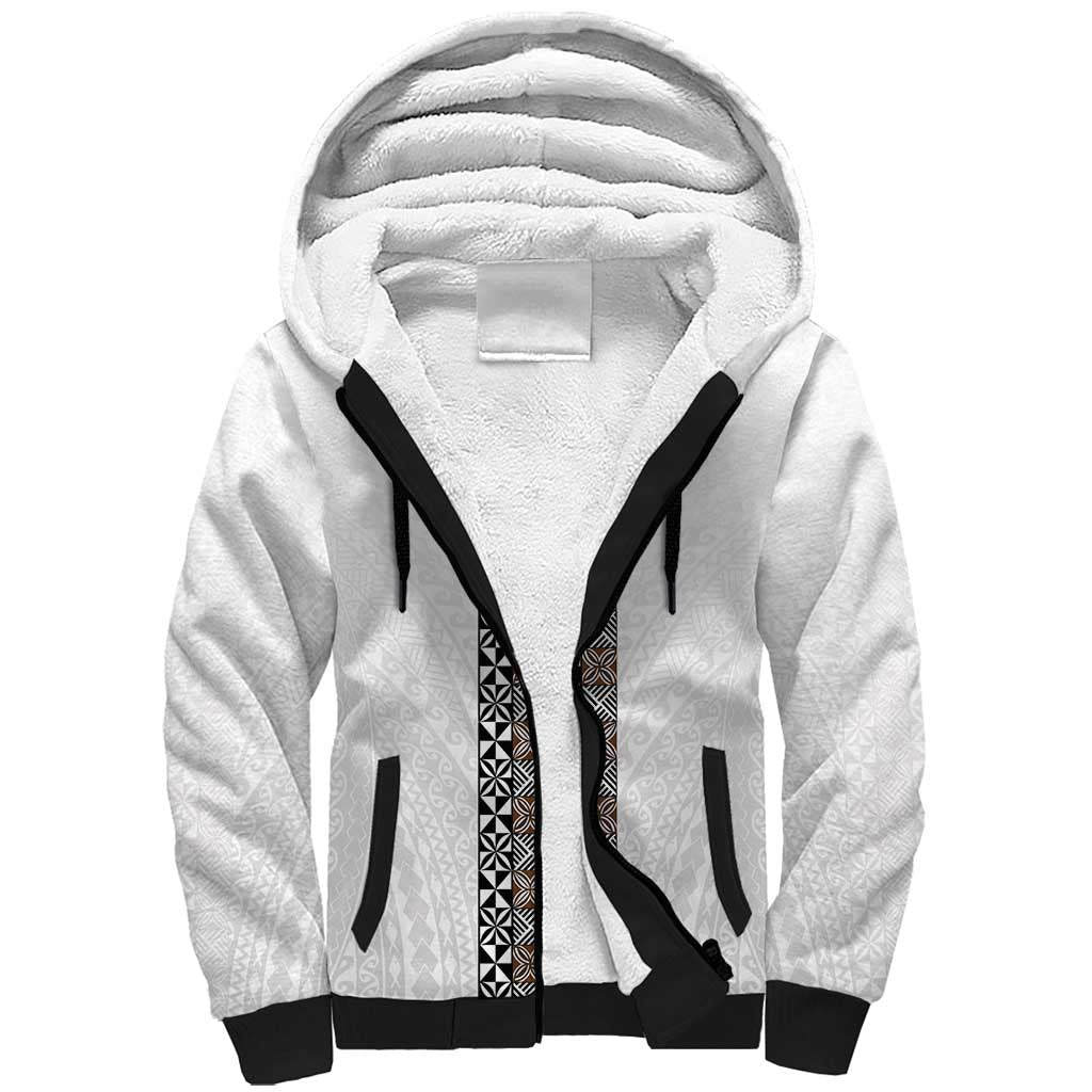 Light Gray Tongan Polynesian Tribal Sherpa Hoodie LT9 Unisex White - Polynesian Pride