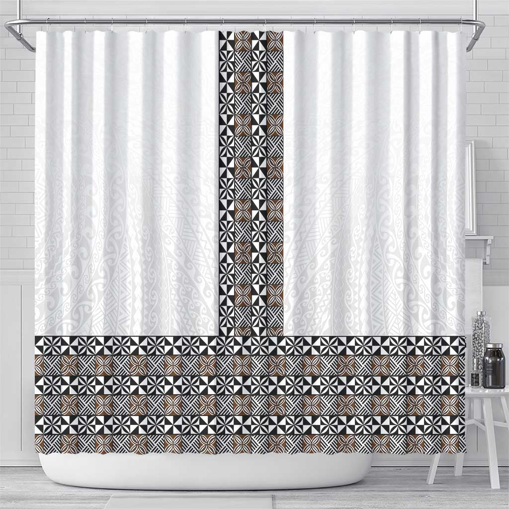 Light Gray Tongan Polynesian Tribal Shower Curtain - Polynesian Pride