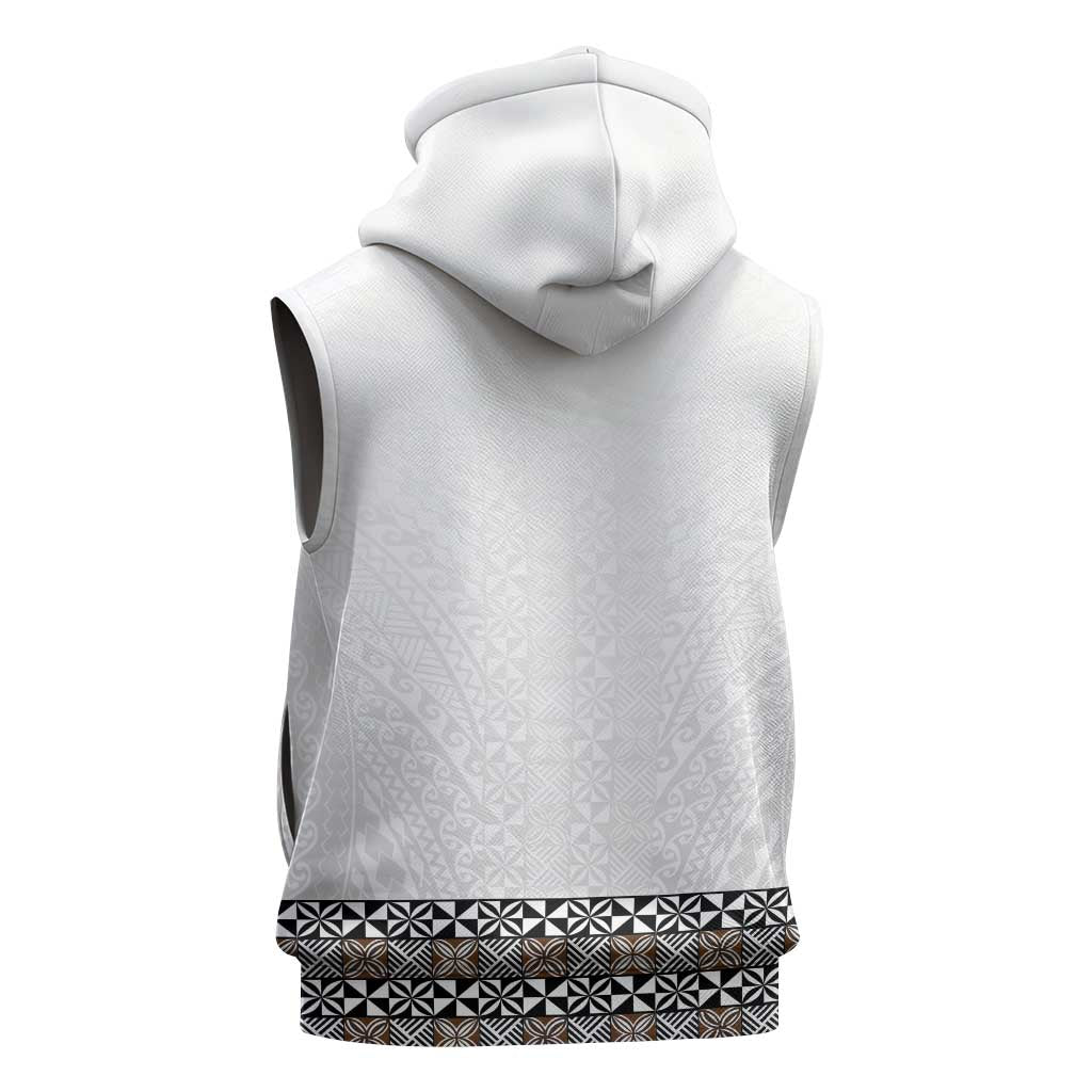 Light Gray Tongan Polynesian Tribal Sleeveless Zip Hoodie - Polynesian Pride