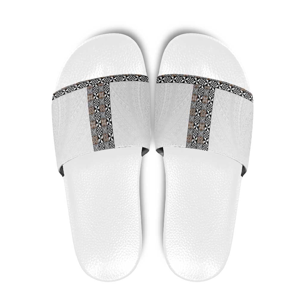 Light Gray Tongan Polynesian Tribal Slide Sandals - Polynesian Pride