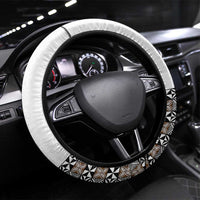 Light Gray Tongan Polynesian Tribal Steering Wheel Cover LT9 Universal Fit White - Polynesian Pride