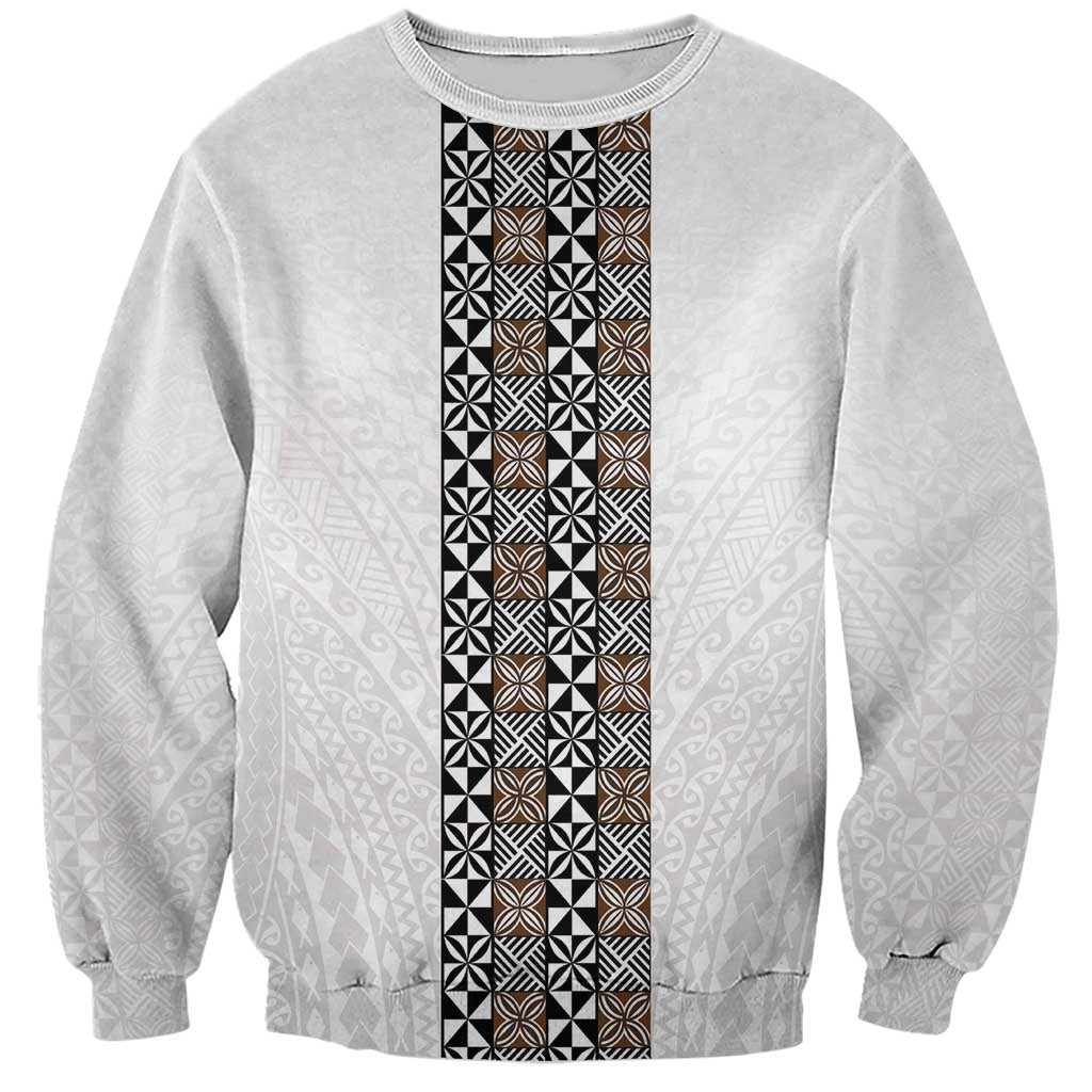 Light Gray Tongan Polynesian Tribal Sweatshirt LT9 Unisex White - Polynesian Pride