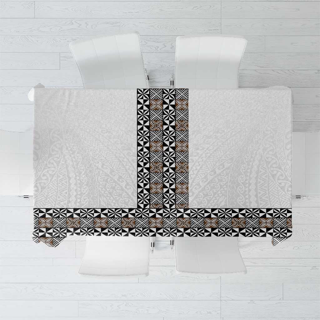 Light Gray Tongan Polynesian Tribal Tablecloth LT9 White - Polynesian Pride