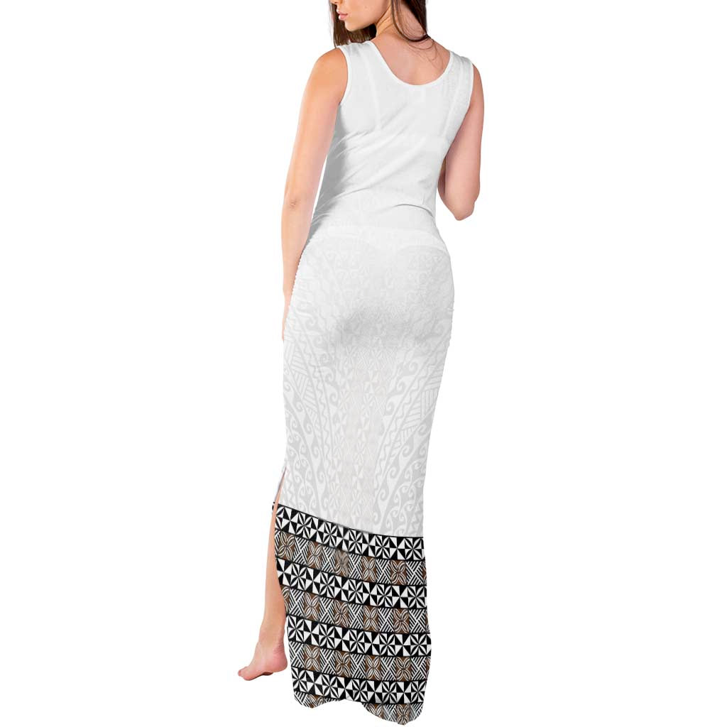 Light Gray Tongan Polynesian Tribal Tank Maxi Dress - Polynesian Pride