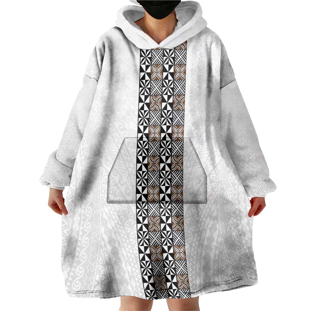 Light Gray Tongan Polynesian Tribal Wearable Blanket Hoodie - Polynesian Pride