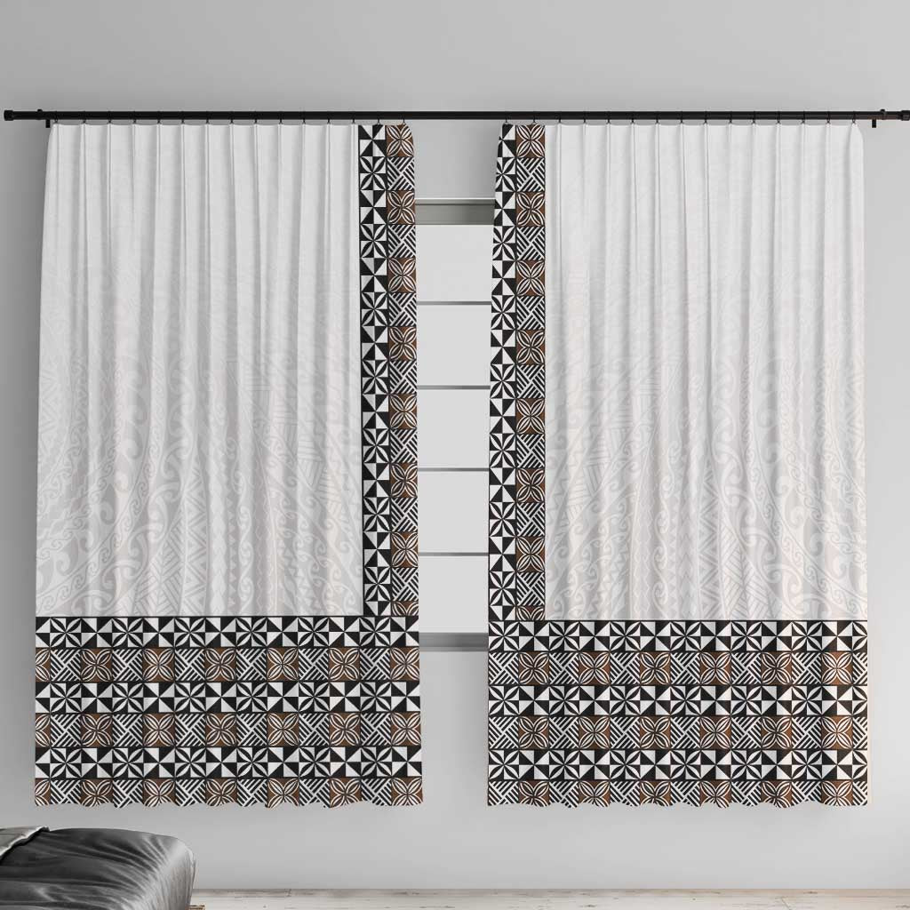 Light Gray Tongan Polynesian Tribal Window Curtain - Polynesian Pride