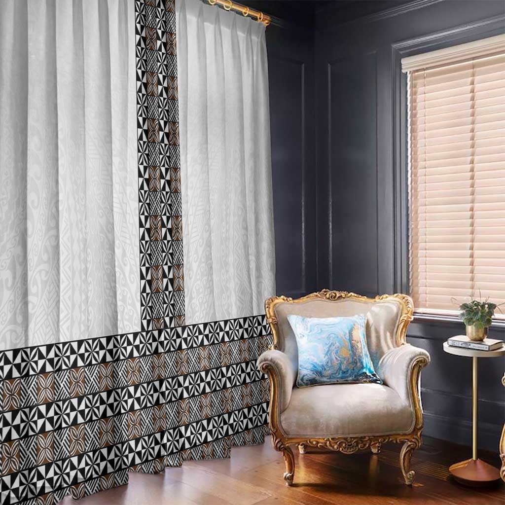 Light Gray Tongan Polynesian Tribal Window Curtain LT9 - Polynesian Pride