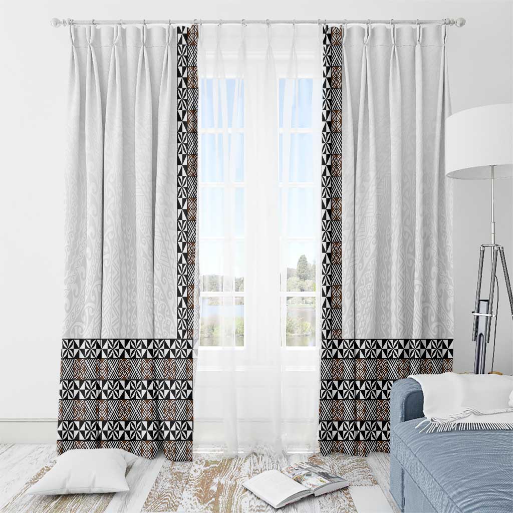 Light Gray Tongan Polynesian Tribal Window Curtain LT9 - Polynesian Pride