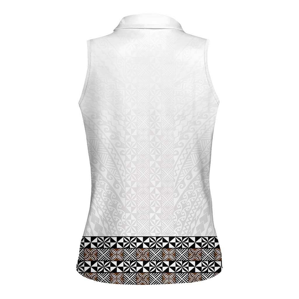 Light Gray Tongan Polynesian Tribal Women Sleeveless Polo Shirt LT9 - Polynesian Pride
