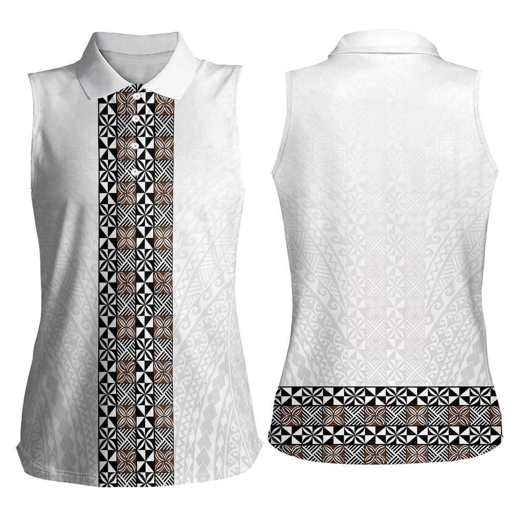 Light Gray Tongan Polynesian Tribal Women Sleeveless Polo Shirt LT9 - Polynesian Pride