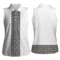 Light Gray Tongan Polynesian Tribal Women Sleeveless Polo Shirt LT9 - Polynesian Pride