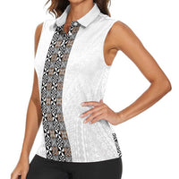 Light Gray Tongan Polynesian Tribal Women Sleeveless Polo Shirt LT9 - Polynesian Pride
