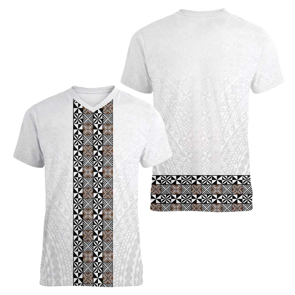 Light Gray Tongan Polynesian Tribal Women V-Neck T-Shirt - Polynesian Pride