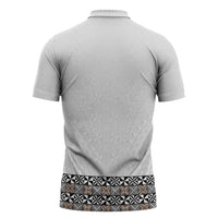 Light Gray Tongan Polynesian Tribal Zipper Polo Shirt LT9 - Polynesian Pride