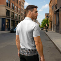 Light Gray Tongan Polynesian Tribal Zipper Polo Shirt LT9 - Polynesian Pride