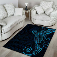 Black Blue Polynesian Tribal Area Rug - Polynesian Pride