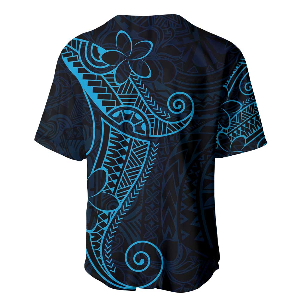 Black Blue Polynesian Tribal Baseball Jersey - Polynesian Pride