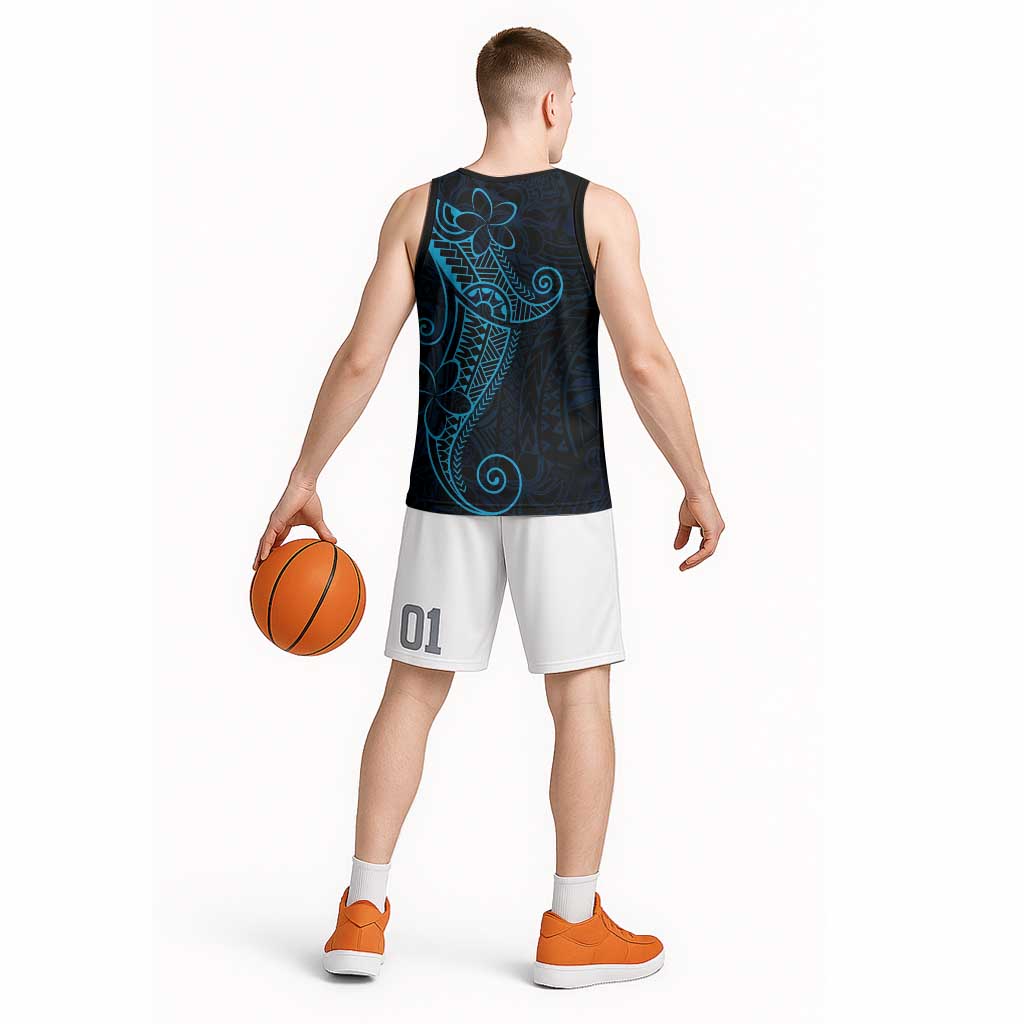 Black Blue Polynesian Tribal Basketball Jersey LT9 - Polynesian Pride