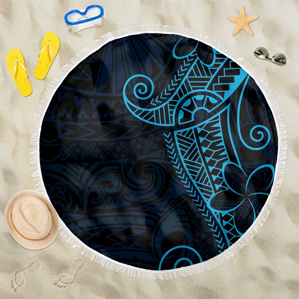 Black Blue Polynesian Tribal Beach Blanket LT9 One Size 150cm Blue - Polynesian Pride