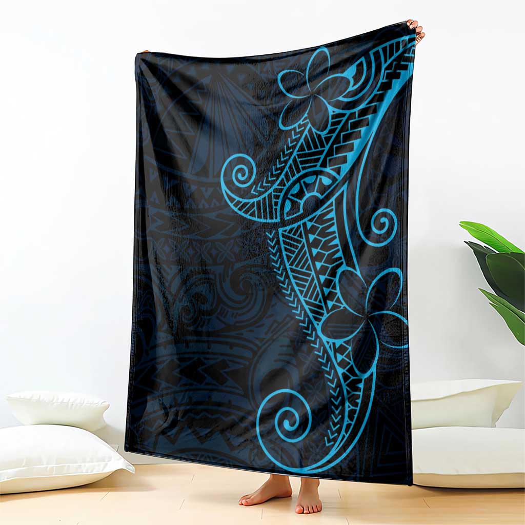 Black Blue Polynesian Tribal Blanket - Polynesian Pride
