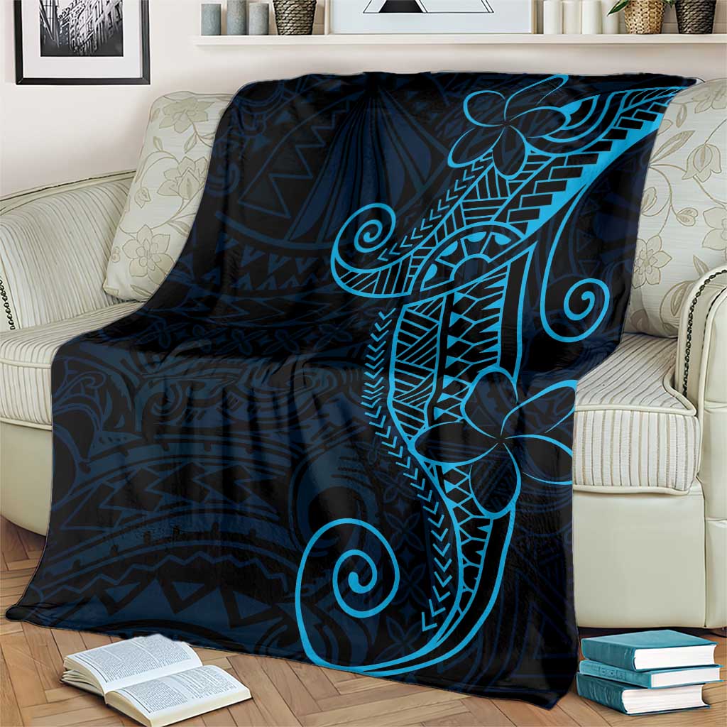 Black Blue Polynesian Tribal Blanket - Polynesian Pride