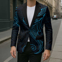 Black Blue Polynesian Tribal Blazer - Polynesian Pride