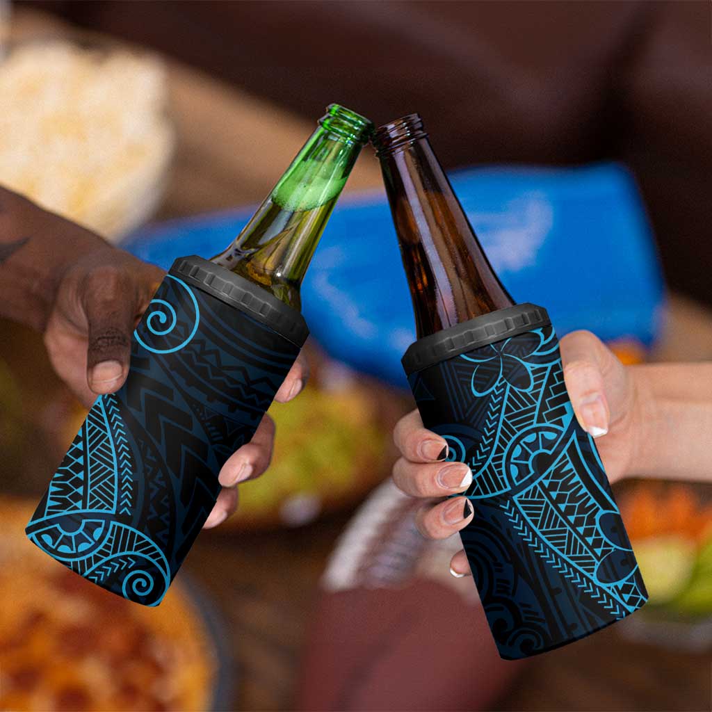 Black Blue Polynesian Tribal 4 in 1 Can Cooler Tumbler LT9 - Polynesian Pride