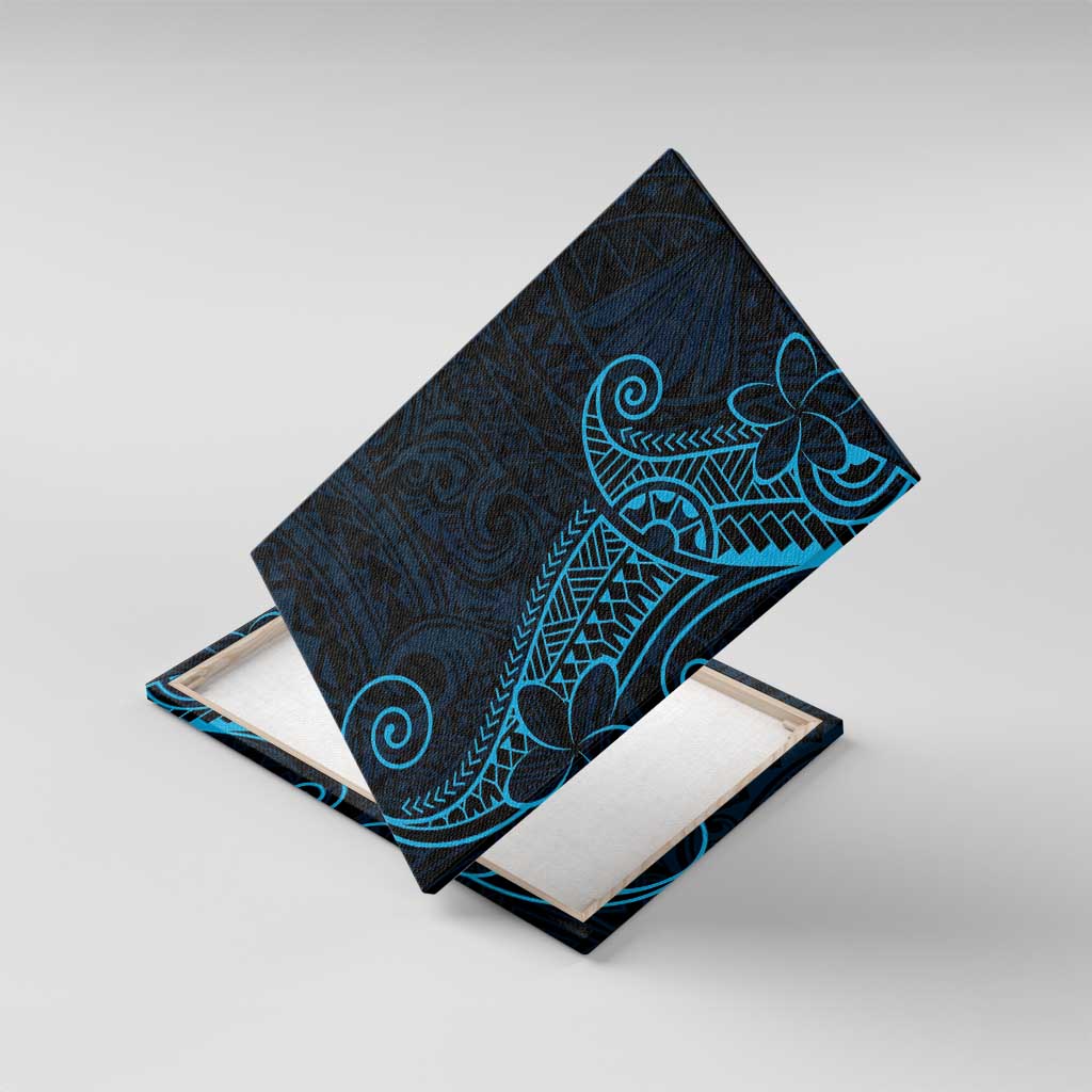 Black Blue Polynesian Tribal Canvas Wall Art LT9 With Frame Blue - Polynesian Pride