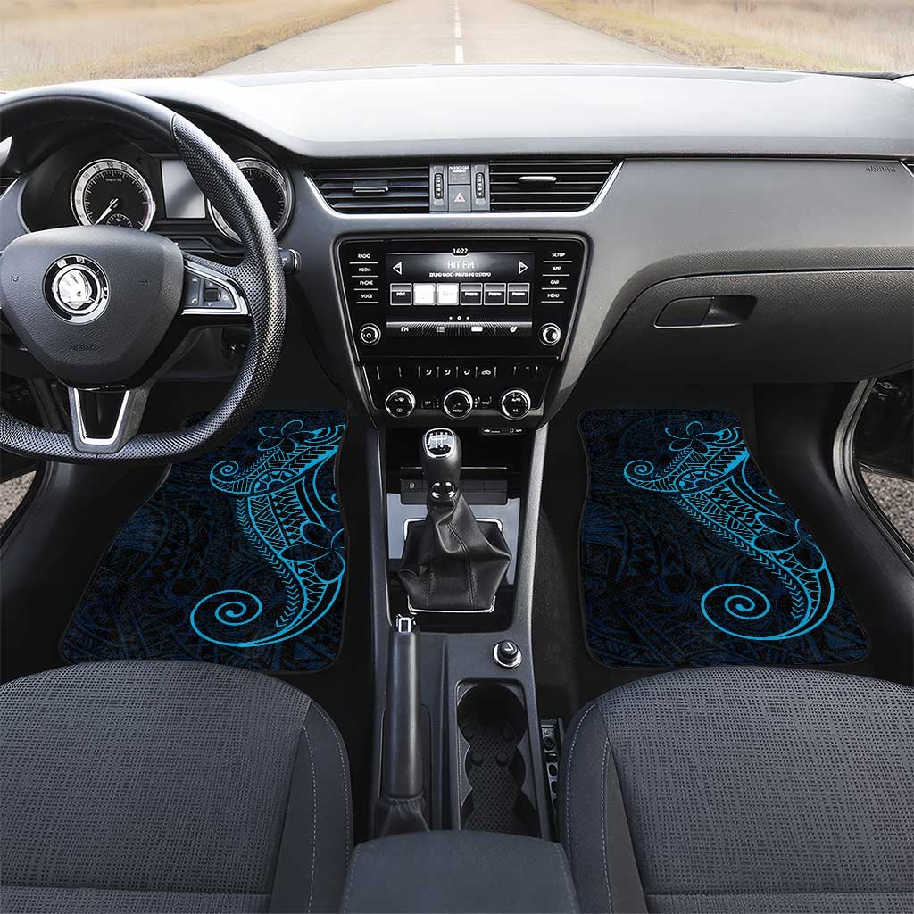 Black Blue Polynesian Tribal Car Mats LT9 Set 2pcs - Front Blue - Polynesian Pride