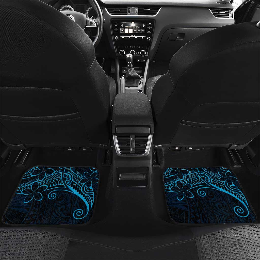 Black Blue Polynesian Tribal Car Mats LT9 Set 2pcs - Back Blue - Polynesian Pride