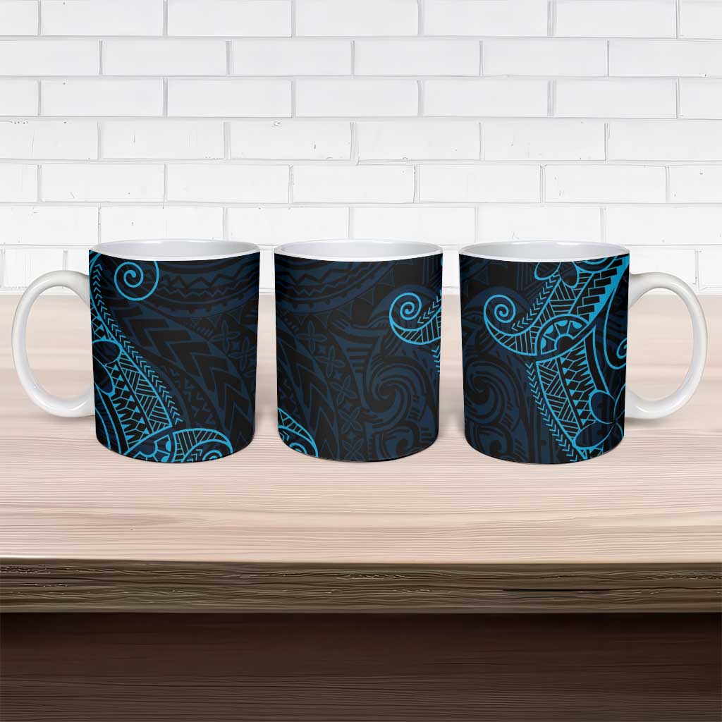 Black Blue Polynesian Tribal Ceramic Mug LT9 - Polynesian Pride